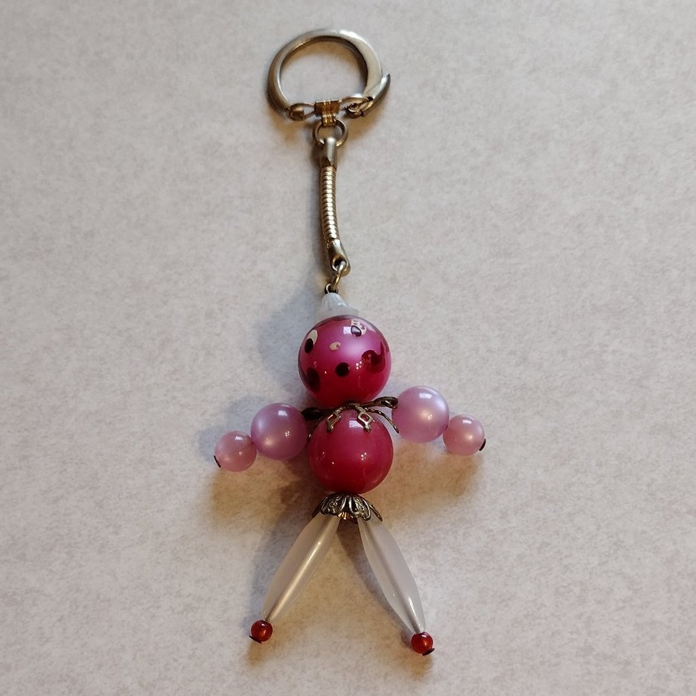 Painted Face Beaded Keychain